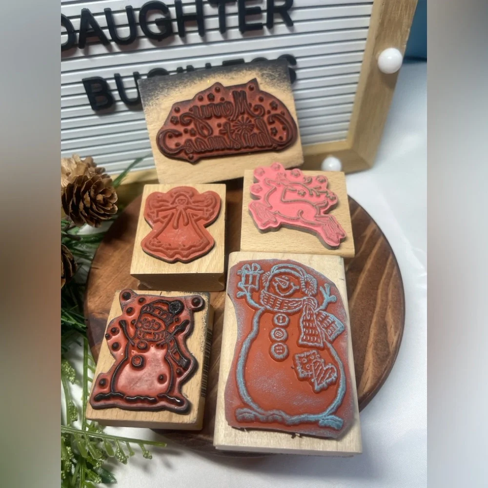 Stampin' Up! Festive Rubber Stamp Collection - Red, Pink, Brown